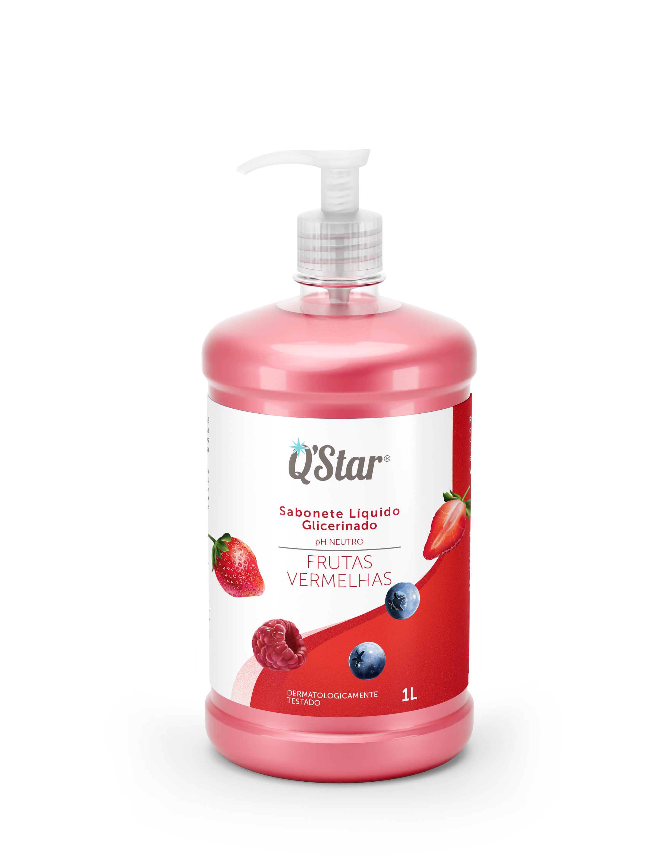 Sabonete líquido Q’Star Frutas Vermelhas, 1 L, embalagem Pump — Sebold Indústria